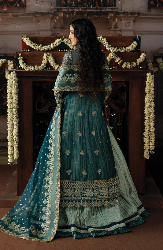 Afrozeh Shehnai Embroidered Organza Unstitched 3 Piece Suit - 05 Suhan - AFS26SHN - Green - Formal Collection