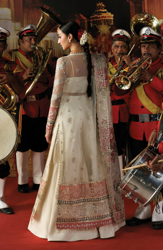 Afrozeh Shehnai Embroidered Poly Net Unstitched 3 Piece Suit - 04 Rang-e-Wafa - AFS26SHN - White - Formal Collection