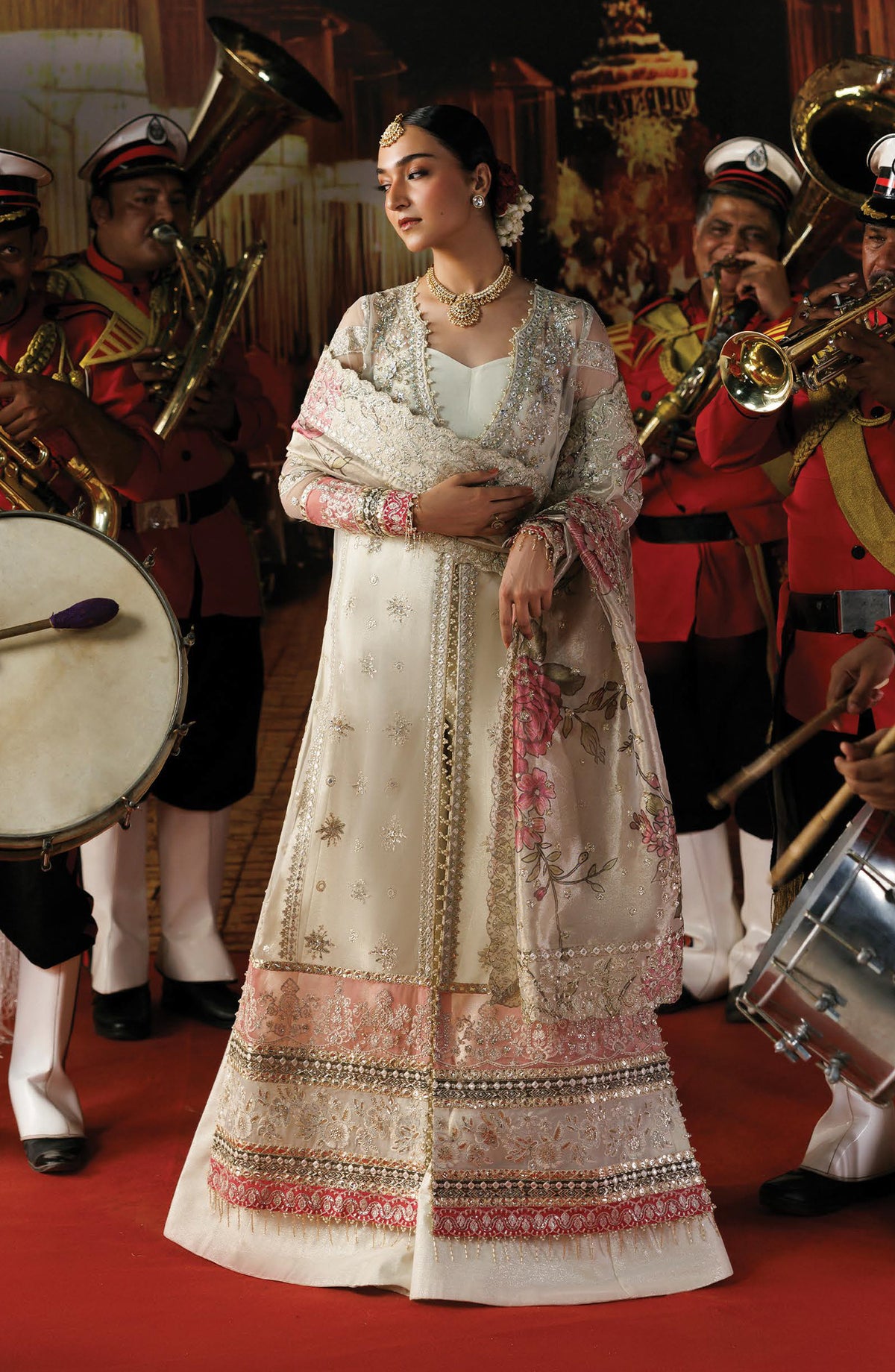 Afrozeh Shehnai Embroidered Poly Net Unstitched 3 Piece Suit - 04 Rang-e-Wafa - AFS26SHN - White - Formal Collection
