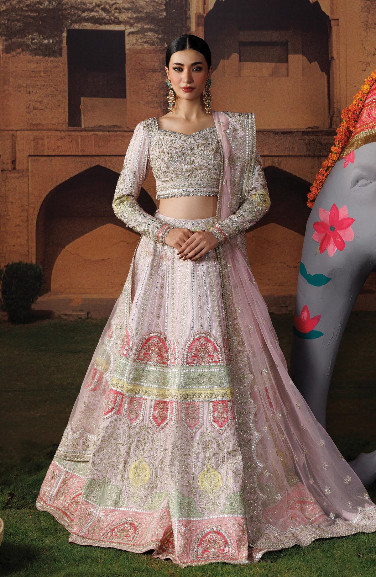 Afrozeh Shehnai Embroidered Raw Silk Unstitched 3 Piece Suit - 03 Gul-e-Roshan - AFS26SHN - Pink - Formal Collection