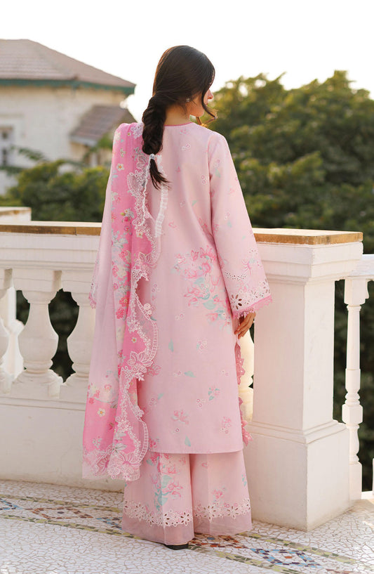 Afrozeh Summer Together Embroidered Lawn Unstitched 3 Piece Suit - FWU0007 Amoura - AF26SMT - Pink - Luxury Collection