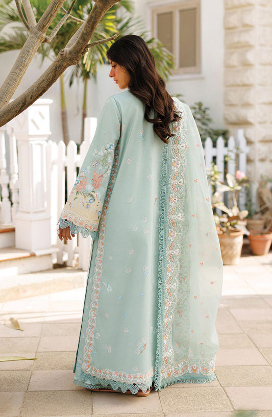 Afrozeh Summer Together Embroidered Lawn Unstitched 3 Piece Suit - FWU0003 Selea - AF26SMT - Sea Green - Luxury Collection