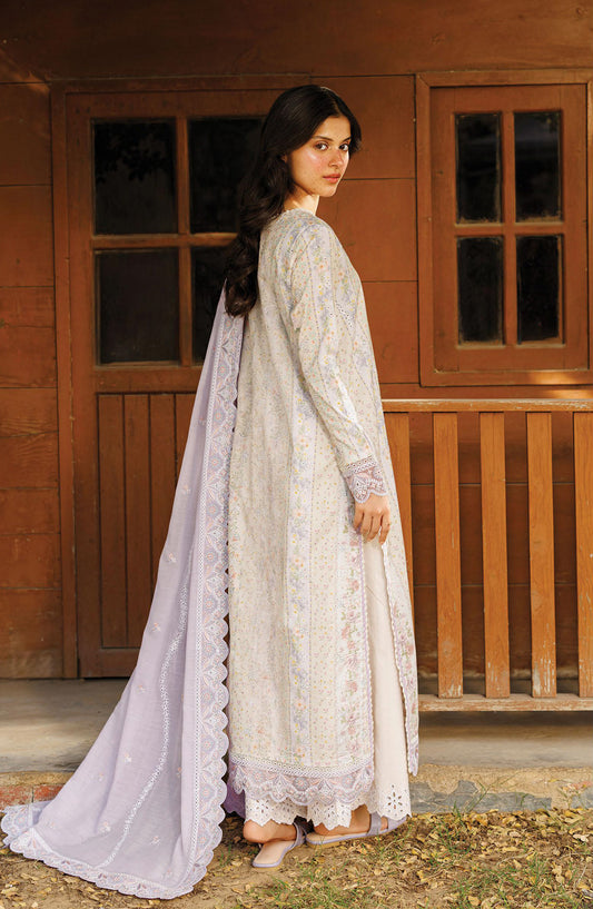 Afrozeh Summer Together Embroidered Lawn Unstitched 3 Piece Suit - FWU0001 Solayne - AF26SMT - Light Purple - Luxury Collection