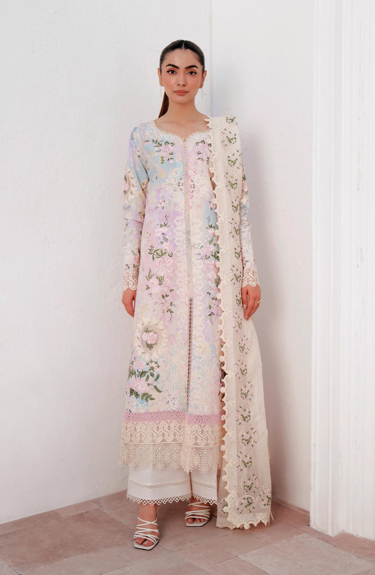 Afrozeh Sunspell Embroidered Lawn Unstitched 3 Piece Suit - Solithe - AF26SNS - Pink - Summer Collection