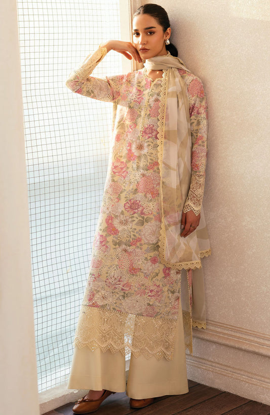 Daybreak by Afrozeh Embroidered Lawn Unstitched 3 Piece Suit - AL-25-V11-04 Glow Streaked - White - Summer Collection