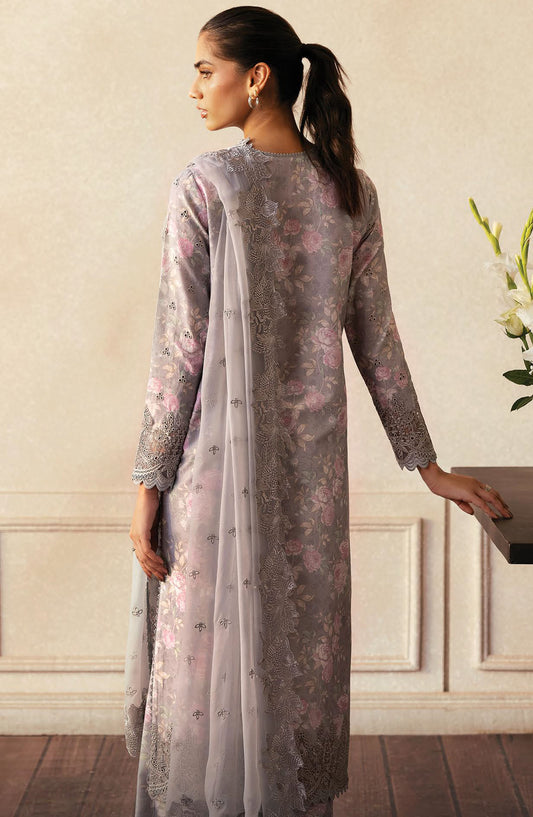 Daybreak by Afrozeh Embroidered Lawn Unstitched 3 Piece Suit - AL-25-V11-02 Wind Brushed - Grey - Summer Collection