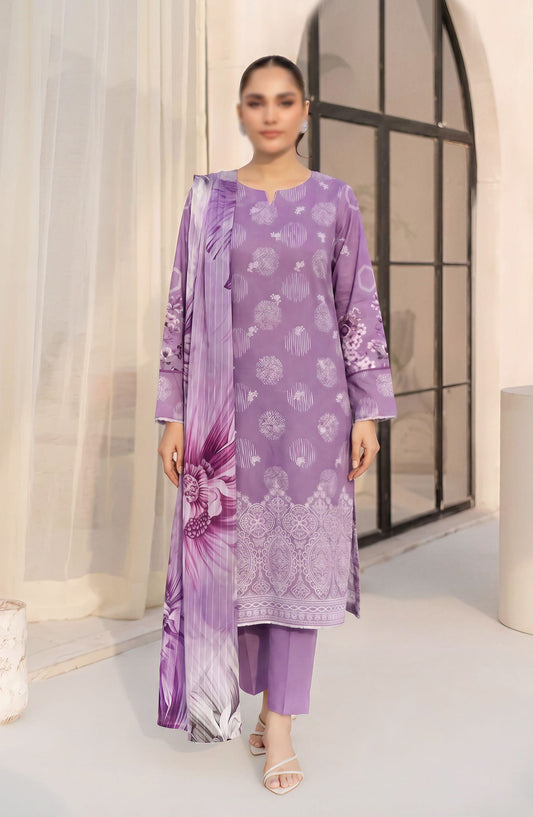 Afrozeh by Al Karim Embroidered Lawn Unstitched 3 Piece Suit - D-07 - AK26FRO - Purple - Summer Collection