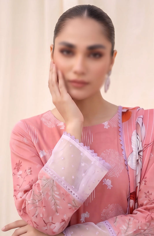 Afrozeh by Al Karim Embroidered Lawn Unstitched 3 Piece Suit - D-06 - AK26FRO - Pink - Summer Collection