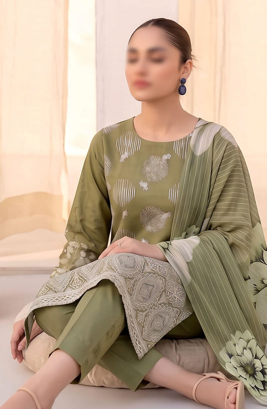 Afrozeh by Al Karim Embroidered Lawn Unstitched 3 Piece Suit - D-04 - AK26FRO - Green - Summer Collection