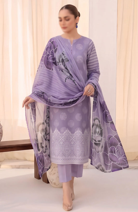Afrozeh by Al Karim Embroidered Lawn Unstitched 3 Piece Suit - D-03 - AK26FRO - Purple - Summer Collection