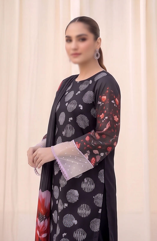 Afrozeh by Al Karim Embroidered Lawn Unstitched 3 Piece Suit - D-02 - AK26FRO - Black - Summer Collection