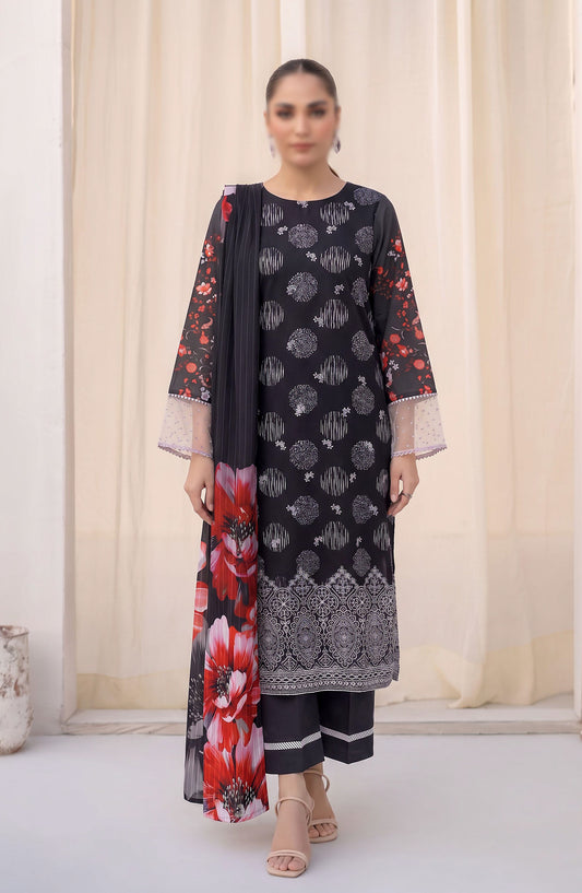 Afrozeh by Al Karim Embroidered Lawn Unstitched 3 Piece Suit - D-02 - AK26FRO - Black - Summer Collection