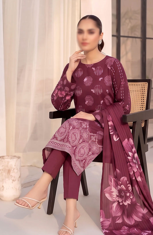 Afrozeh by Al Karim Embroidered Lawn Unstitched 3 Piece Suit - D-01 - AK26FRO - Pink - Summer Collection