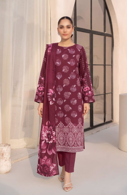 Afrozeh by Al Karim Embroidered Lawn Unstitched 3 Piece Suit - D-01 - AK26FRO - Pink - Summer Collection