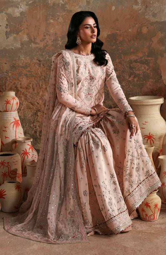 Afsana-e-Silk by Emaan Adeel Embroidered Raw Silk Unstitched 3 Piece Suit - NAZNEEN - ED25AFS - Pink - Luxury Collection