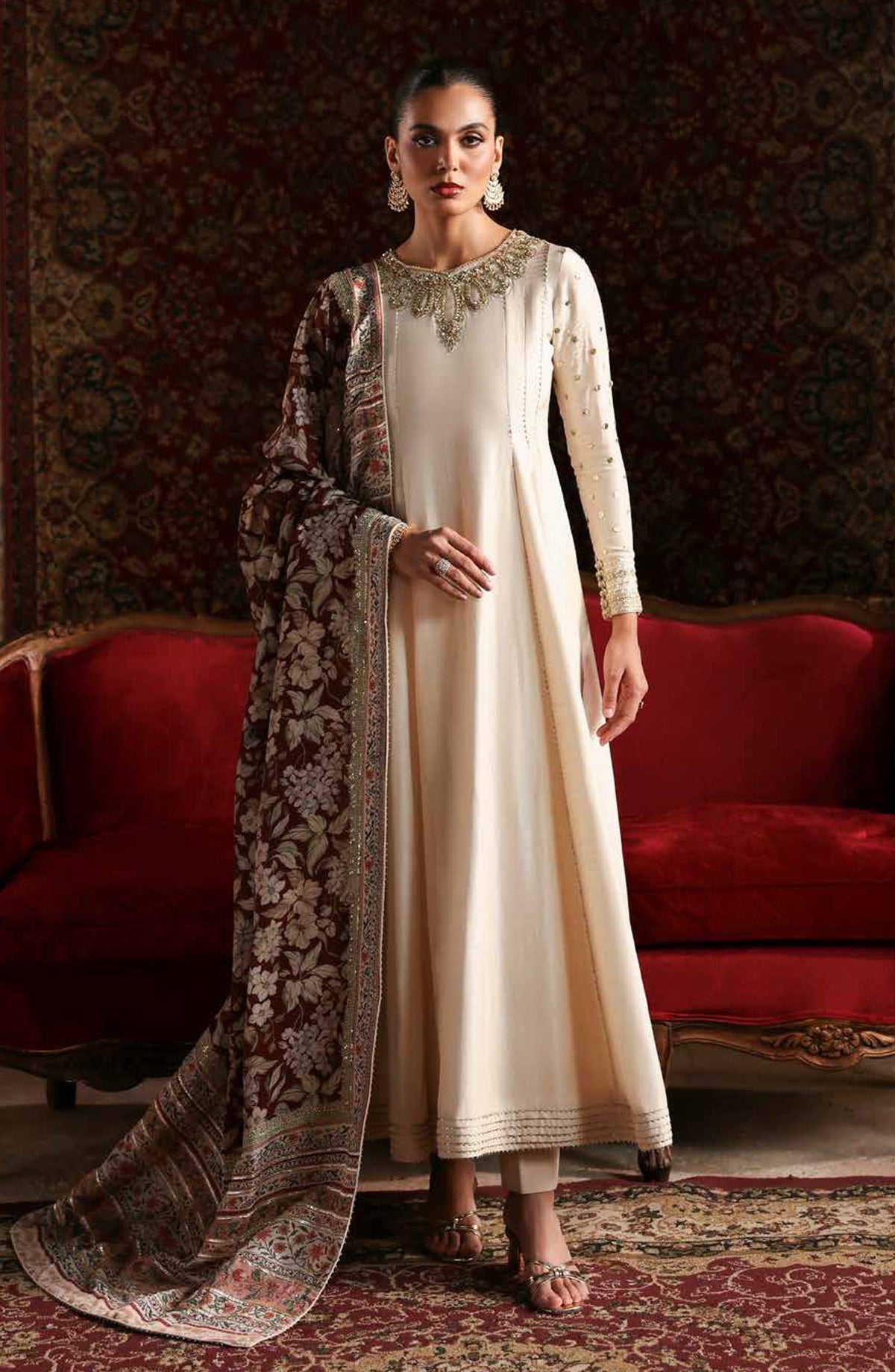 Afsana-e-Silk by Emaan Adeel Embroidered Raw Silk Unstitched 3 Piece Suit - LALEH - ED25AFS - Off White - Luxury Collection