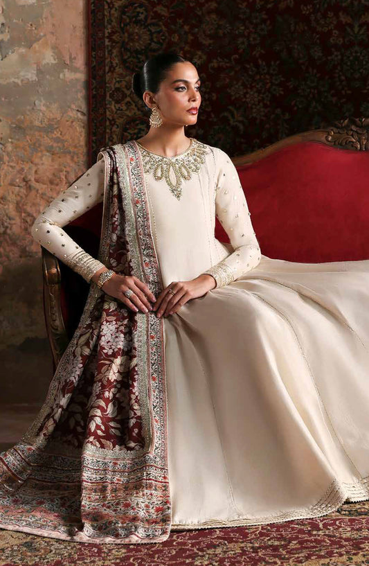 Afsana-e-Silk by Emaan Adeel Embroidered Raw Silk Unstitched 3 Piece Suit - LALEH - ED25AFS - Off White - Luxury Collection