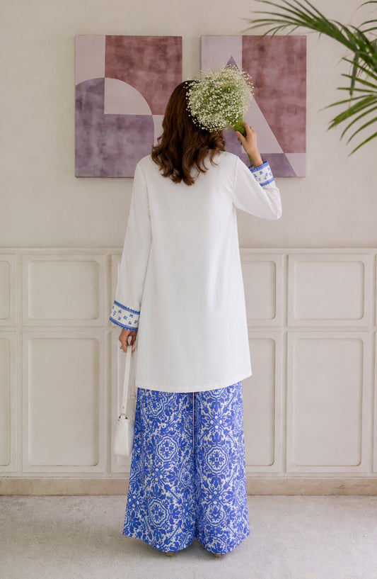 Afsana Basics by Amna Khadija Embroidered Lawn Stitched 2 Piece Co-ord Set - AKAB-03 - AM26FSNA - White - Summer Collection