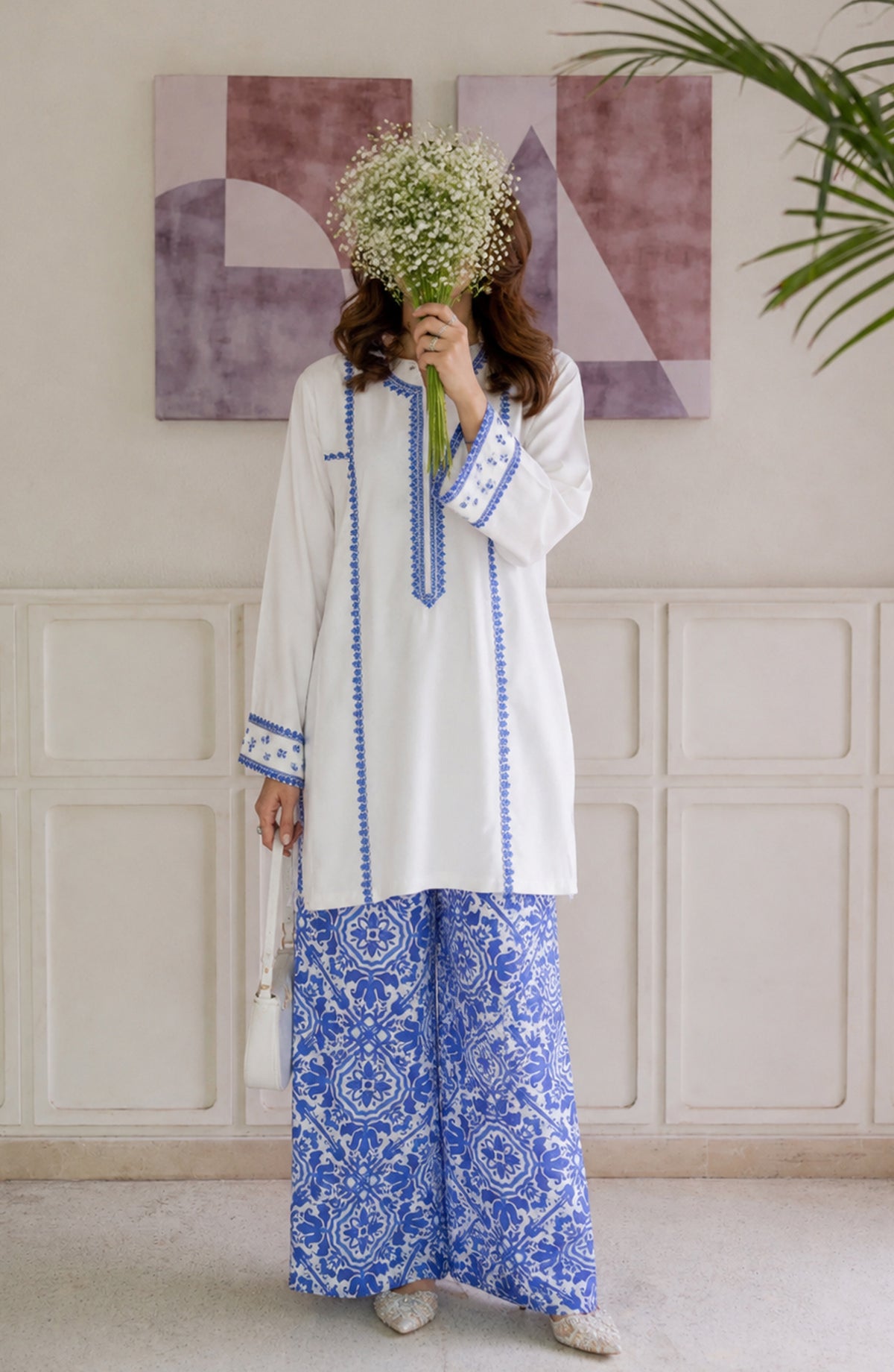 Afsana Basics by Amna Khadija Embroidered Lawn Stitched 2 Piece Co-ord Set - AKAB-03 - AM26FSNA - White - Summer Collection