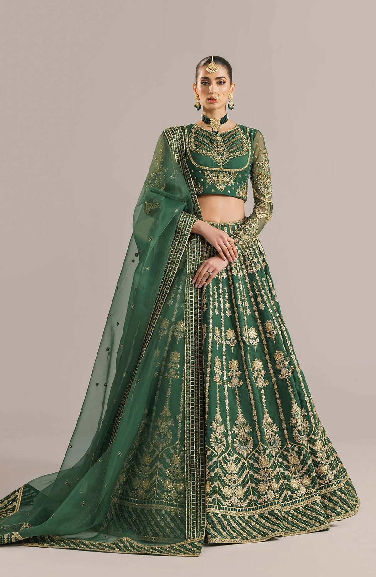 Afsana by Akbar Aslam Embroidered Orange Unstitched 3 Piece Suit - Shahul - AKA25AFS - Green - Festive Collection