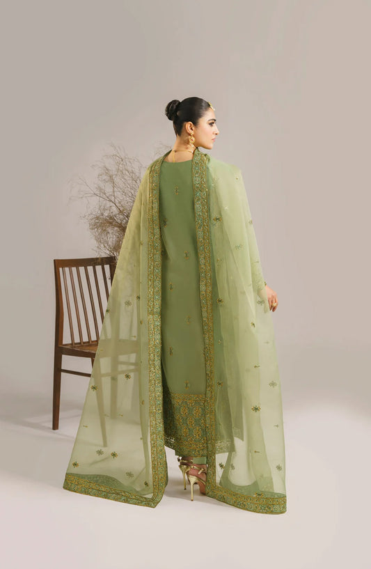 Afsana by Akbar Aslam Embroidered Orange Unstitched 3 Piece Suit - Fareena - AKA25AFS - Green - Festive Collection