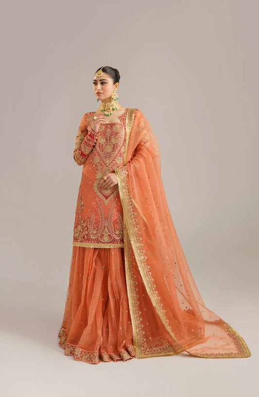 Afsana by Akbar Aslam Embroidered Orange Unstitched 3 Piece Suit - Begum Bano - AKA25AFS - Orange - Festive Collection