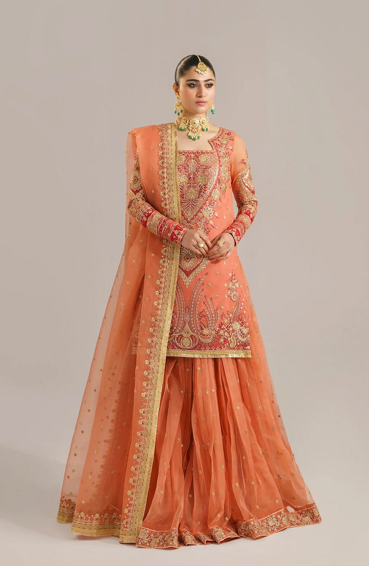 Afsana by Akbar Aslam Embroidered Orange Unstitched 3 Piece Suit - Begum Bano - AKA25AFS - Orange - Festive Collection