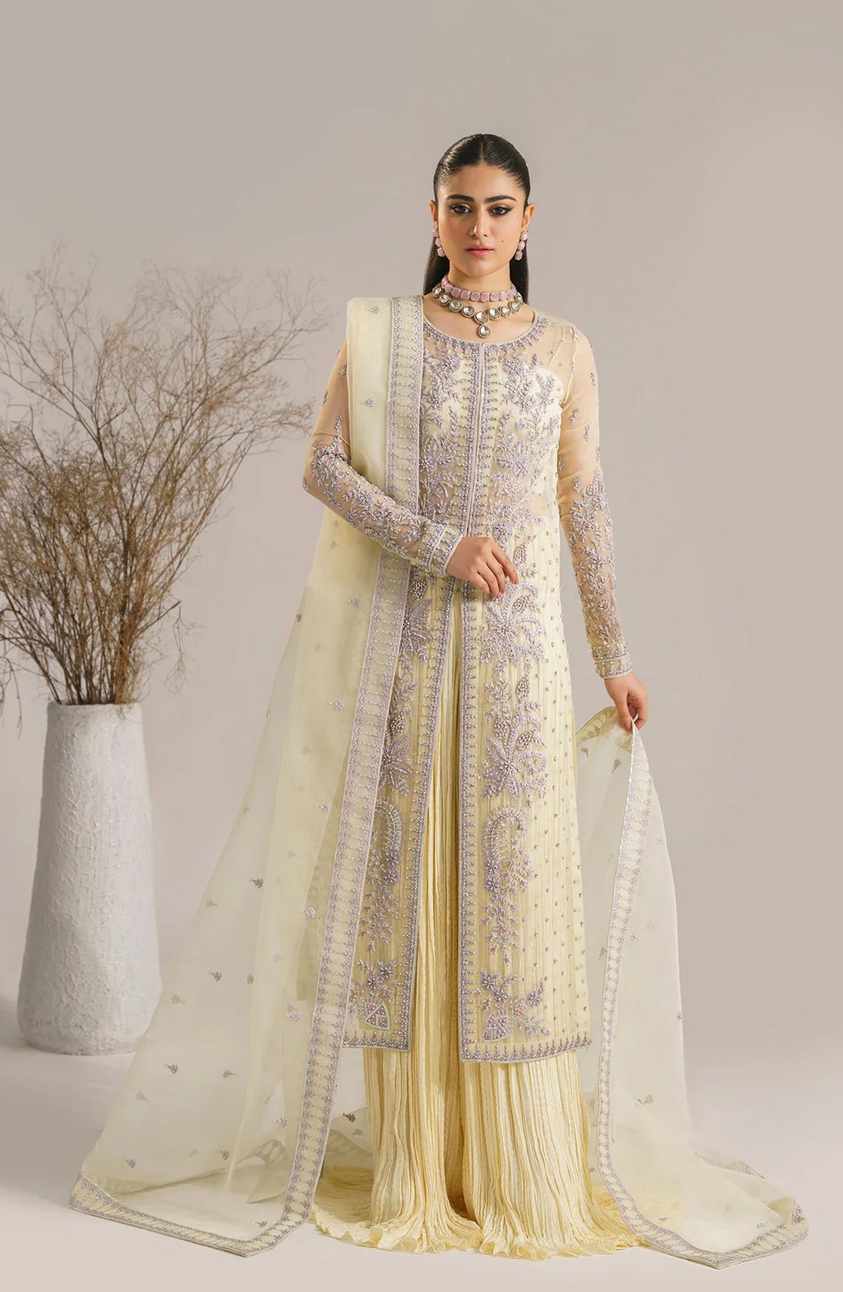 Afsana by Akbar Aslam Embroidered Orange Unstitched 3 Piece Suit - Gulbadan - AKA25AFS - Fawn - Festive Collection