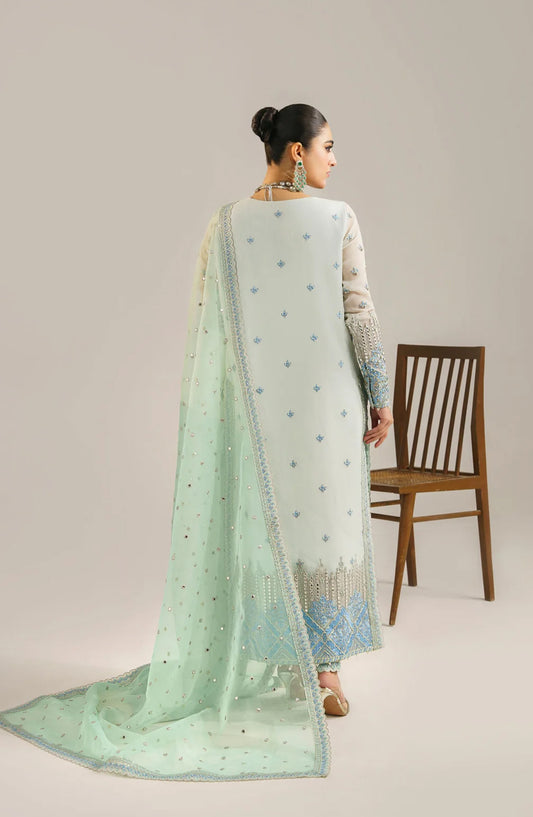 Afsana by Akbar Aslam Embroidered Orange Unstitched 3 Piece Suit - Nimira - AKA25AFS - Blue - Festive Collection