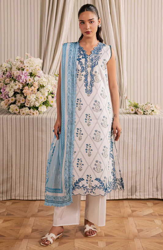 Afsana by Mahnur Embroidered Lawn Unstitched 3 Piece Suit - AL-10 - MH26AFS - White - Summer Collection