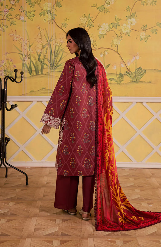 Afsana by Mahnur Embroidered Lawn Unstitched 3 Piece Suit - AL-09 - MH26AFS - Red - Summer Collection