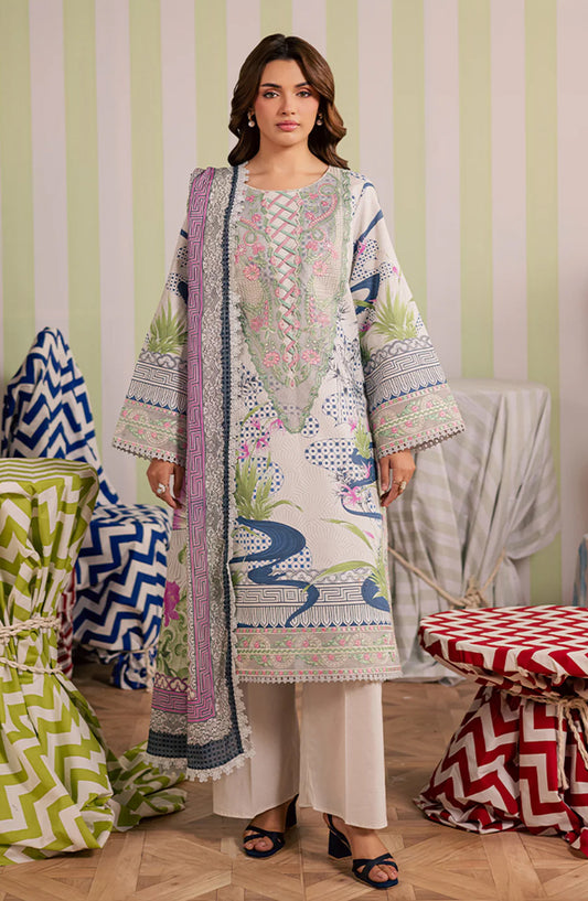 Afsana by Mahnur Embroidered Lawn Unstitched 3 Piece Suit - AL-07 - MH26AFS - Off White - Summer Collection