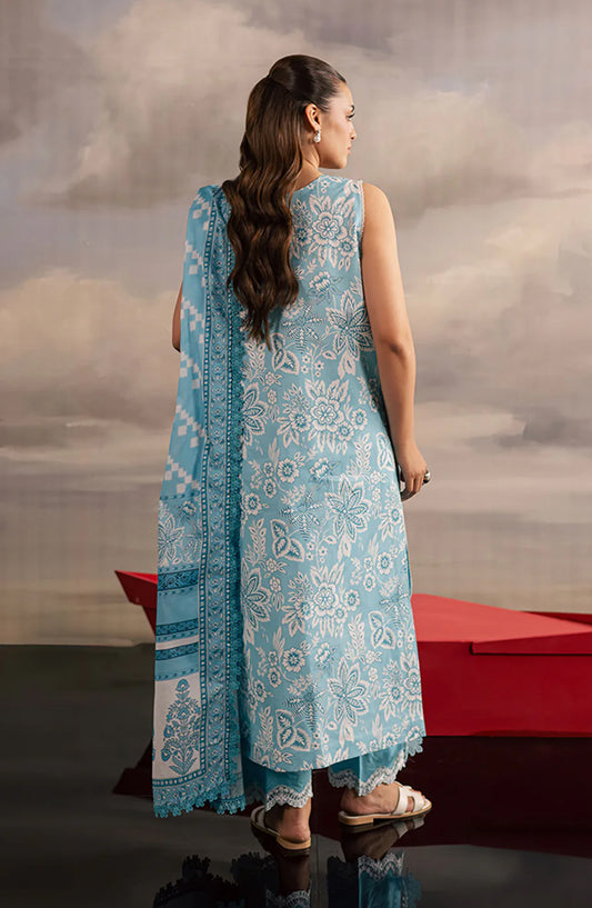 Afsana by Mahnur Embroidered Lawn Unstitched 3 Piece Suit - AL-02 - MH26AFS - Blue - Summer Collection