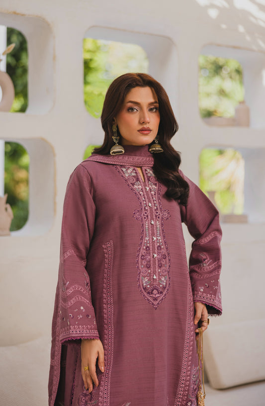 Afsana by Peridot Embroidered Khaddar Unstitched 3 Piece Suit - 489-A - PT25AF - Pink - Winter Collection