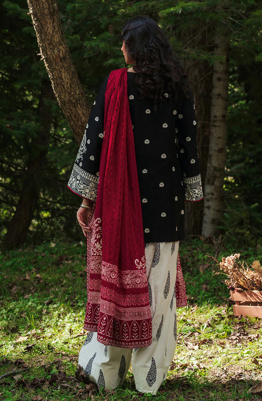 Afsanah Essential Embroidered Lawn Unstitched 3 Piece Suit - AL-108 - AFS26ES - Black - Summer Collection