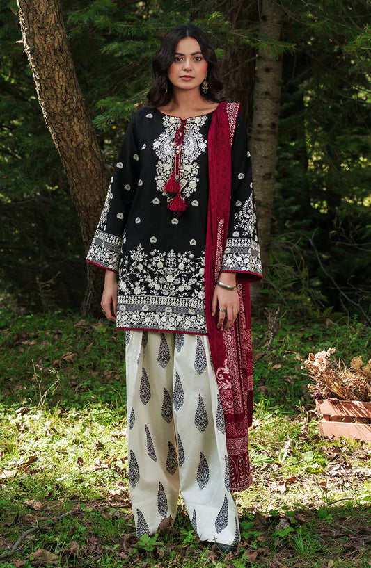 Afsanah Essential Embroidered Lawn Unstitched 3 Piece Suit - AL-108 - AFS26ES - Black - Summer Collection