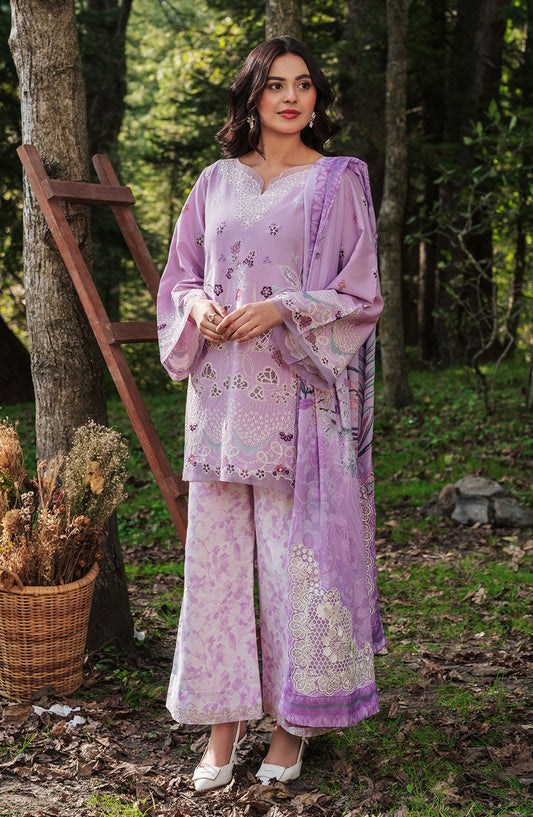 Afsanah Essential Embroidered Lawn Unstitched 3 Piece Suit - AL-104 - AFS26ES - Purple - Summer Collection