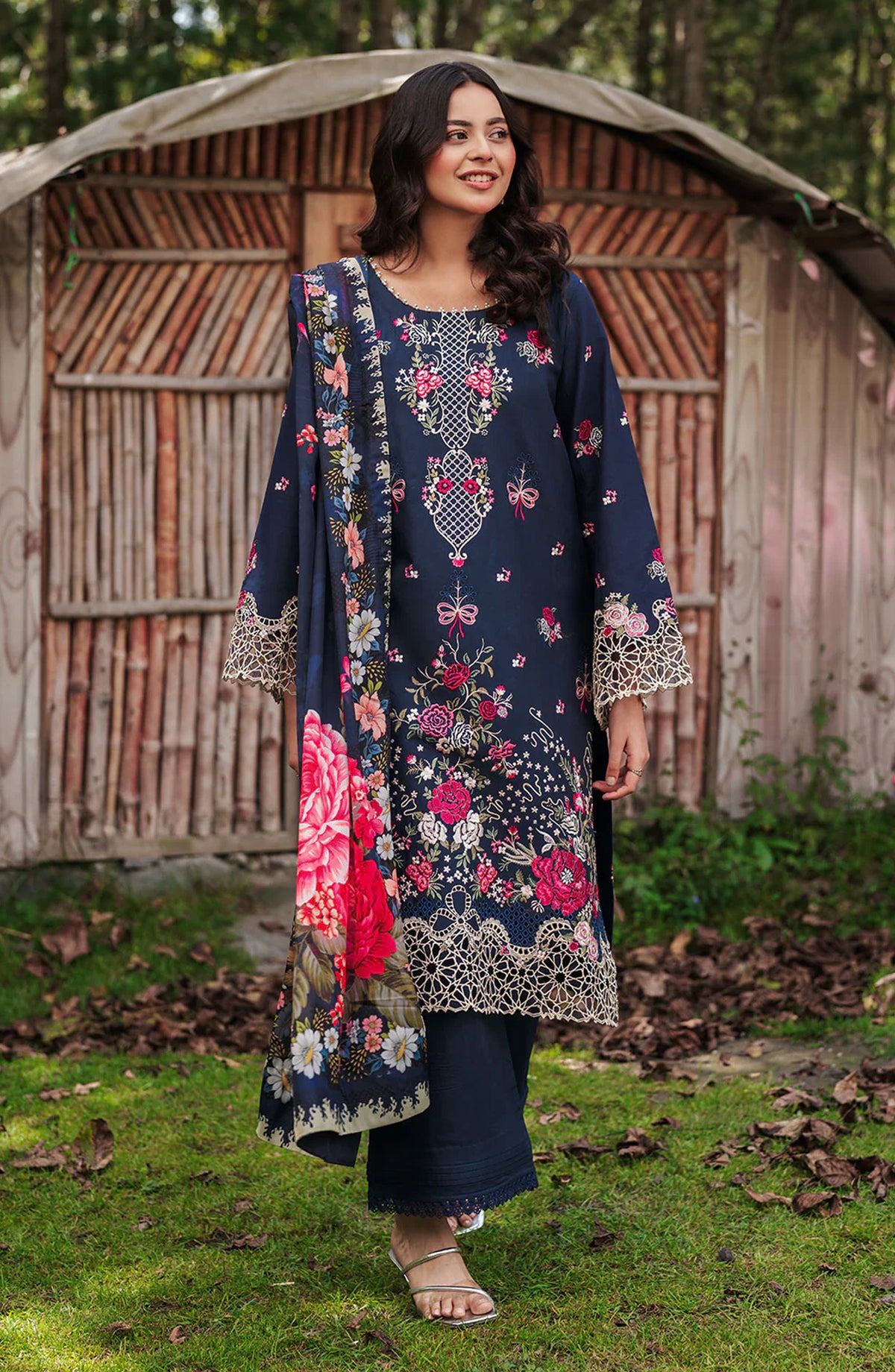 Afsanah Essential Embroidered Lawn Unstitched 3 Piece Suit - AL-102 - AFS26ES - Blue - Summer Collection
