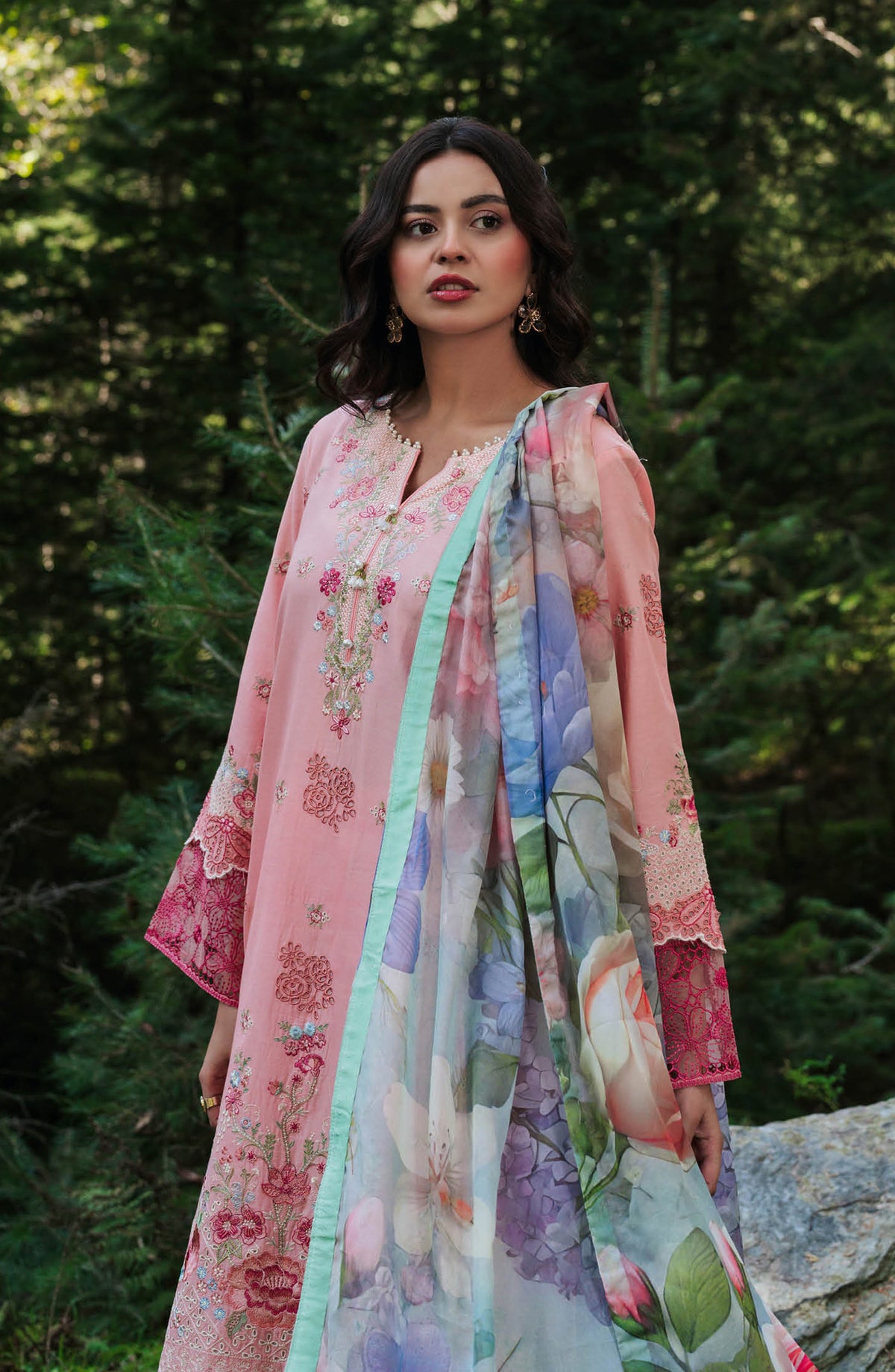 Afsanah Essential Embroidered Lawn Unstitched 3 Piece Suit - AL-110 - AFS26ES - Pink - Summer Collection