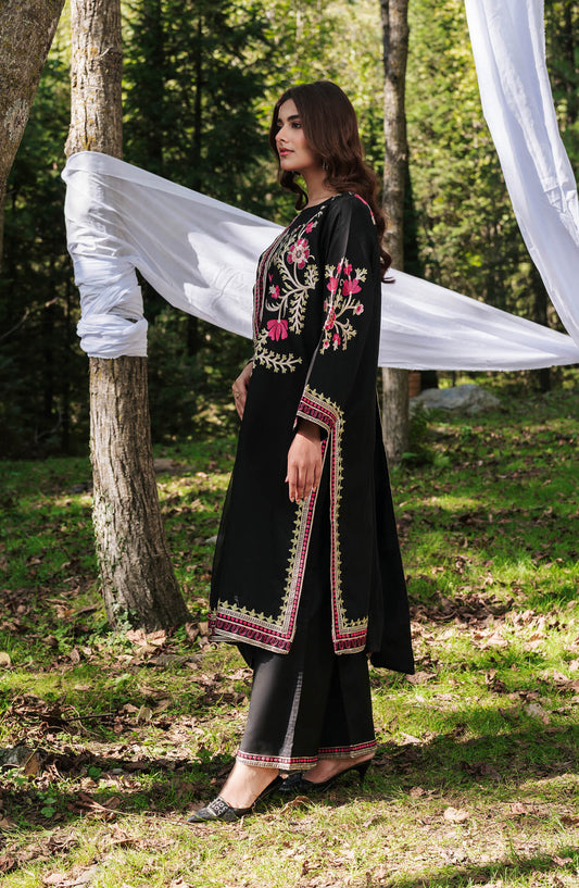 Afsanah Essential Embroidered Lawn Unstitched 3 Piece Suit - AL-109 - AFS26ES - Black - Summer Collection