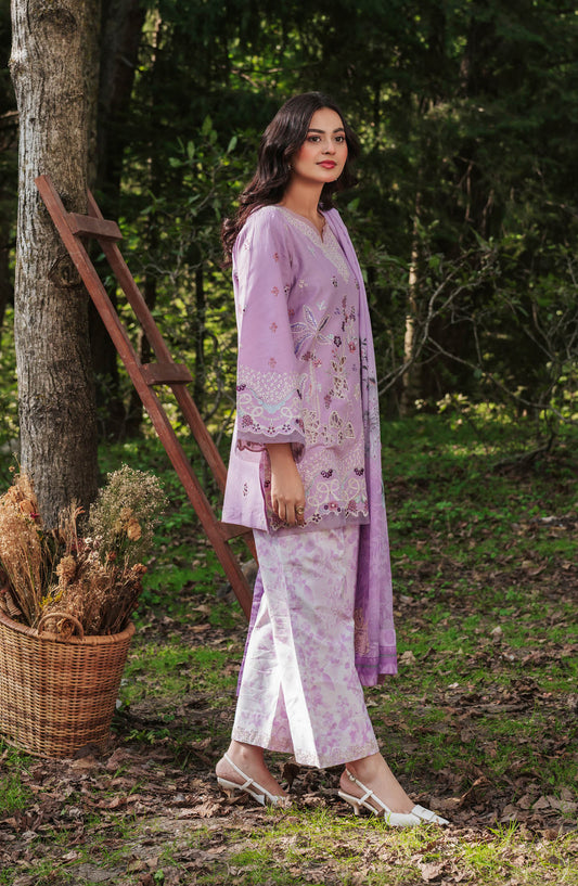 Afsanah Essential Embroidered Lawn Unstitched 3 Piece Suit - AL-104 - AFS26ES - Purple - Summer Collection