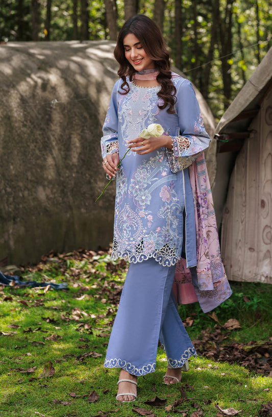 Afsanah Essential Embroidered Lawn Unstitched 3 Piece Suit - AL-103 - AFS26ES - Blue - Summer Collection