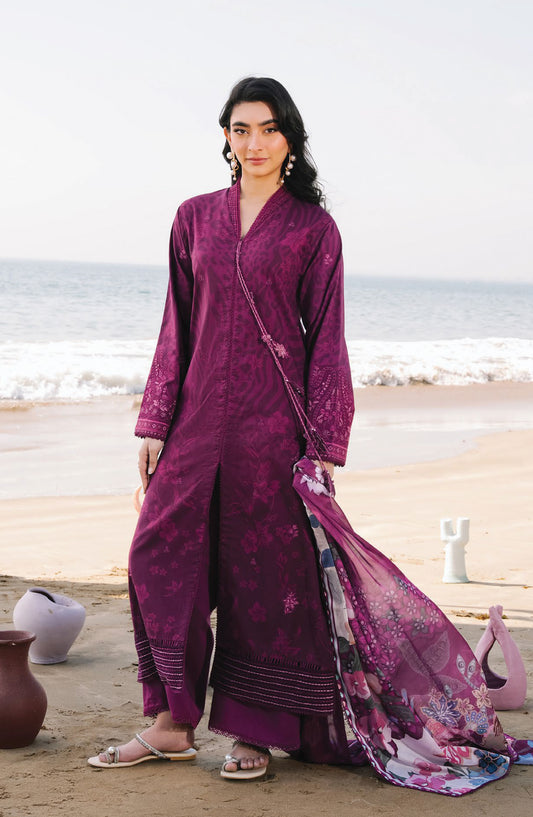 Afsanah by Seran Embroidered Lawn Unstitched 3 Piece Suit - RIYA - SE26AF - Purple - Summer Collection