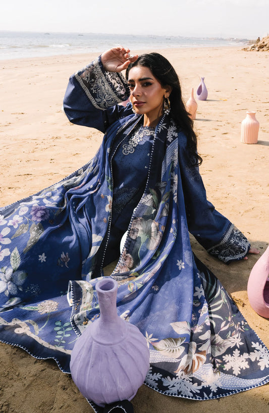 Afsanah by Seran Embroidered Lawn Unstitched 3 Piece Suit - SIA - SE26AF - Blue - Summer Collection