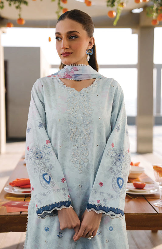 Afsanah by Seran Embroidered Lawn Unstitched 3 Piece Suit - ALARA - SE26AF - Blue - Summer Collection