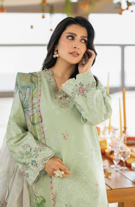 Afsanah by Seran Embroidered Lawn Unstitched 3 Piece Suit - MASHA - SE26AF - Green - Summer Collection