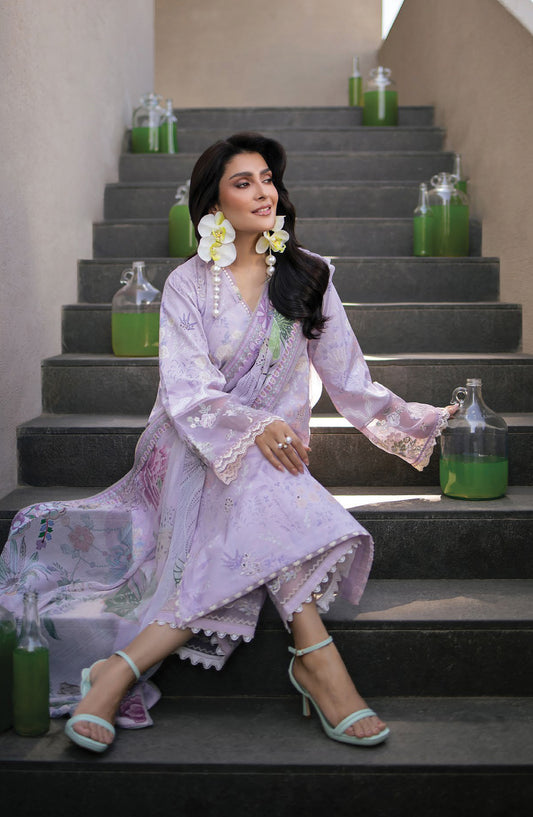Afsanah by Seran Embroidered Lawn Unstitched 3 Piece Suit - NIMA - SE26AF - Purple - Summer Collection