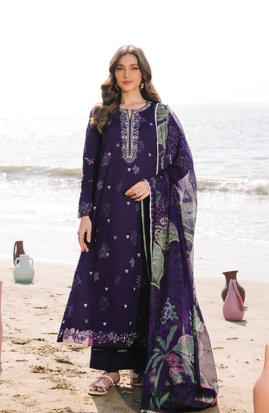 Afsanah by Seran Embroidered Lawn Unstitched 3 Piece Suit - ELIN - SE26AF - Purple - Summer Collection
