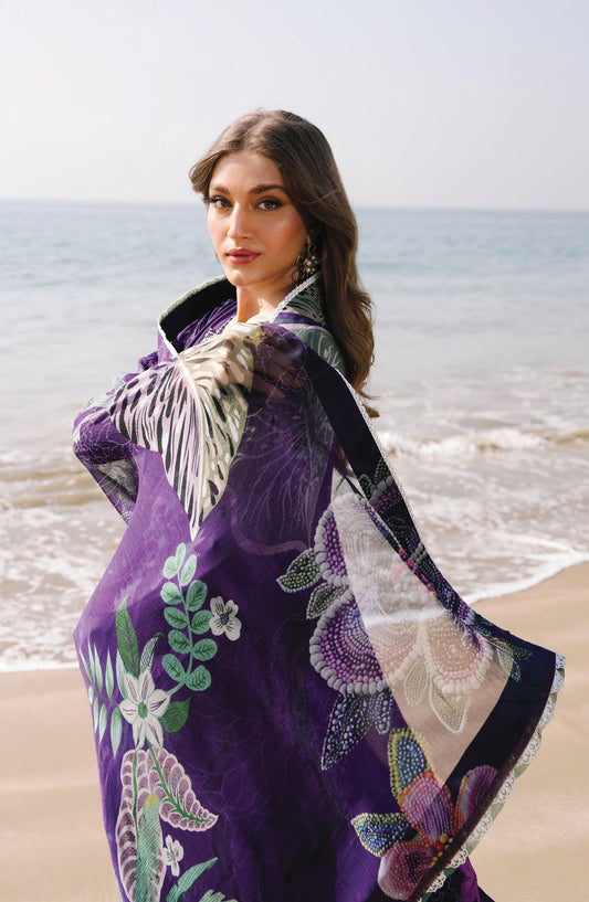 Afsanah by Seran Embroidered Lawn Unstitched 3 Piece Suit - ELIN - SE26AF - Purple - Summer Collection