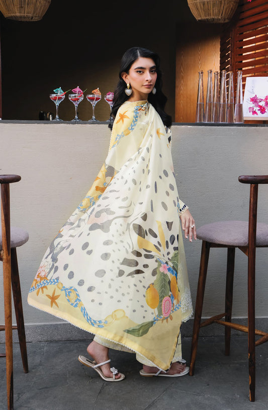 Afsanah by Seran Embroidered Lawn Unstitched 3 Piece Suit - SINA - SE26AF - Yellow - Summer Collection